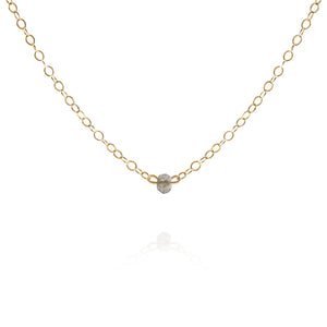 gold choker necklace with dainty labradorite gemstone