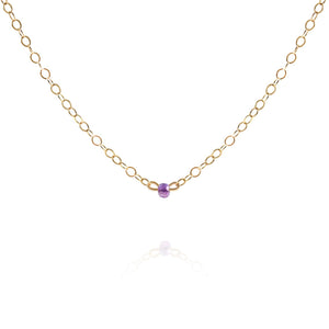 gold choker necklace with dainty amethyst gemstone