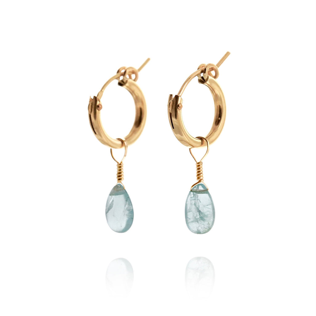 aquamarine huggie earrings gold