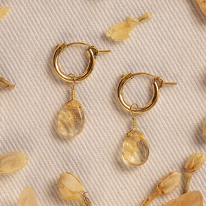 citrine huggie earrings in gold