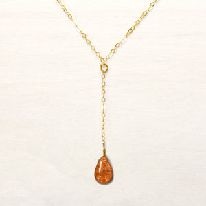 sunstone lariat necklace good luck stone