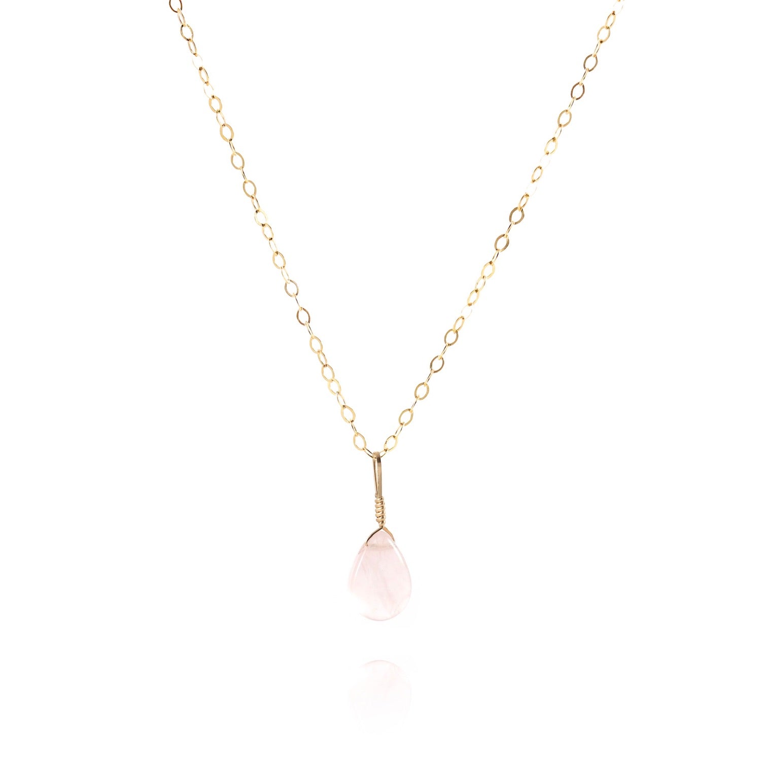 simple rose quartz gem necklace