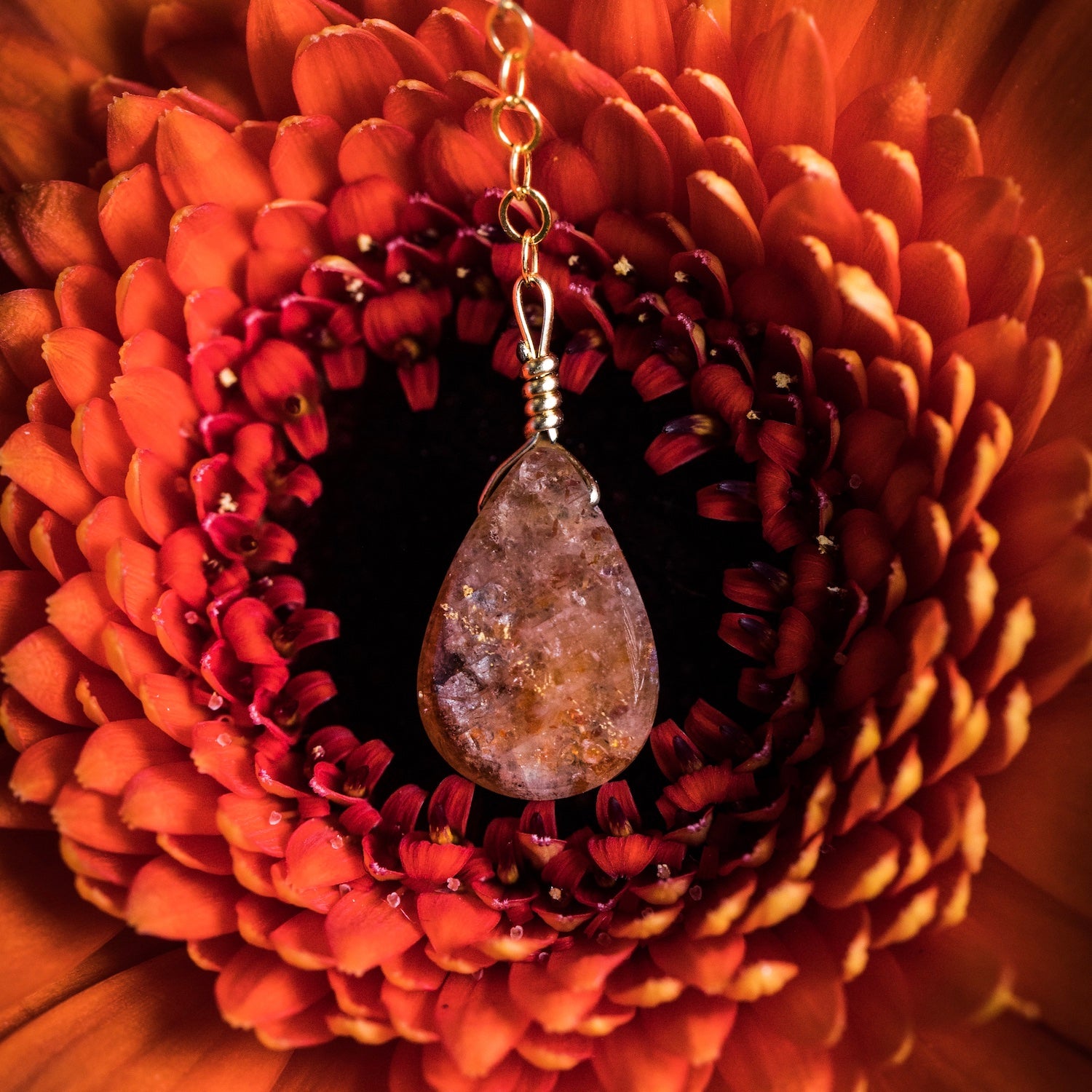 sunstone pendant lariat style drop necklace 