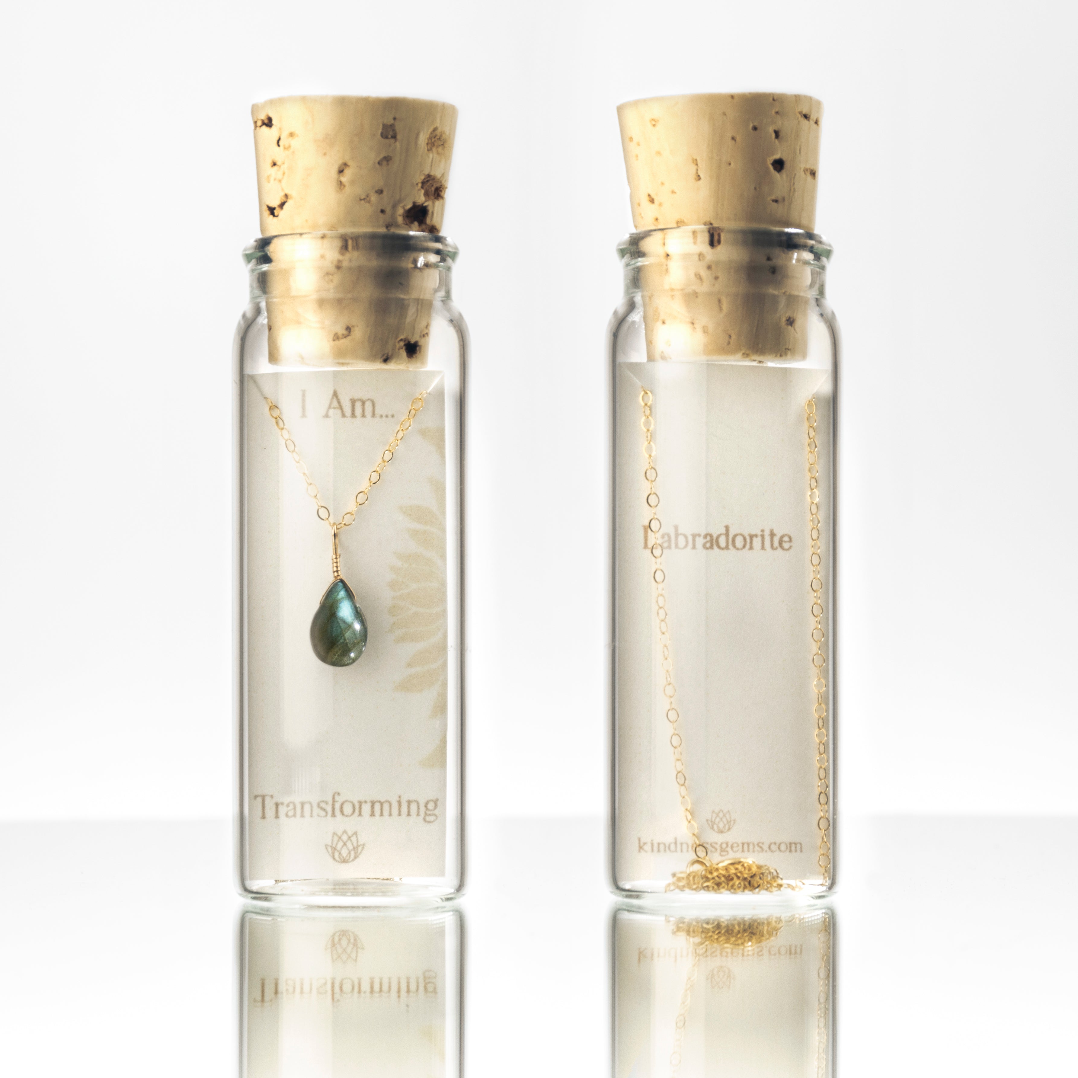 labradorite simple necklace in a bottle