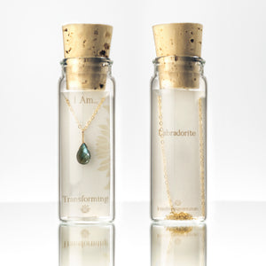 labradorite simple necklace in a bottle