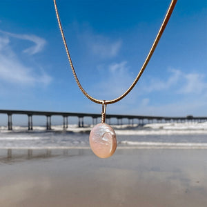 Square or Circle Pearl Necklace