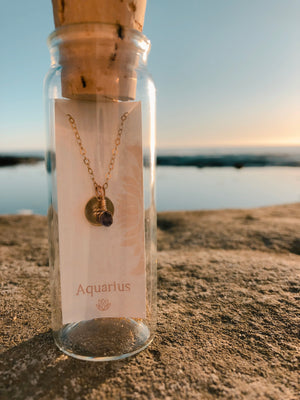 Aquarius Zodiac Necklace - Kindness Gems LLC