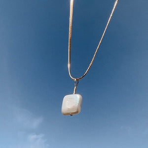 Square or Circle Pearl Necklace