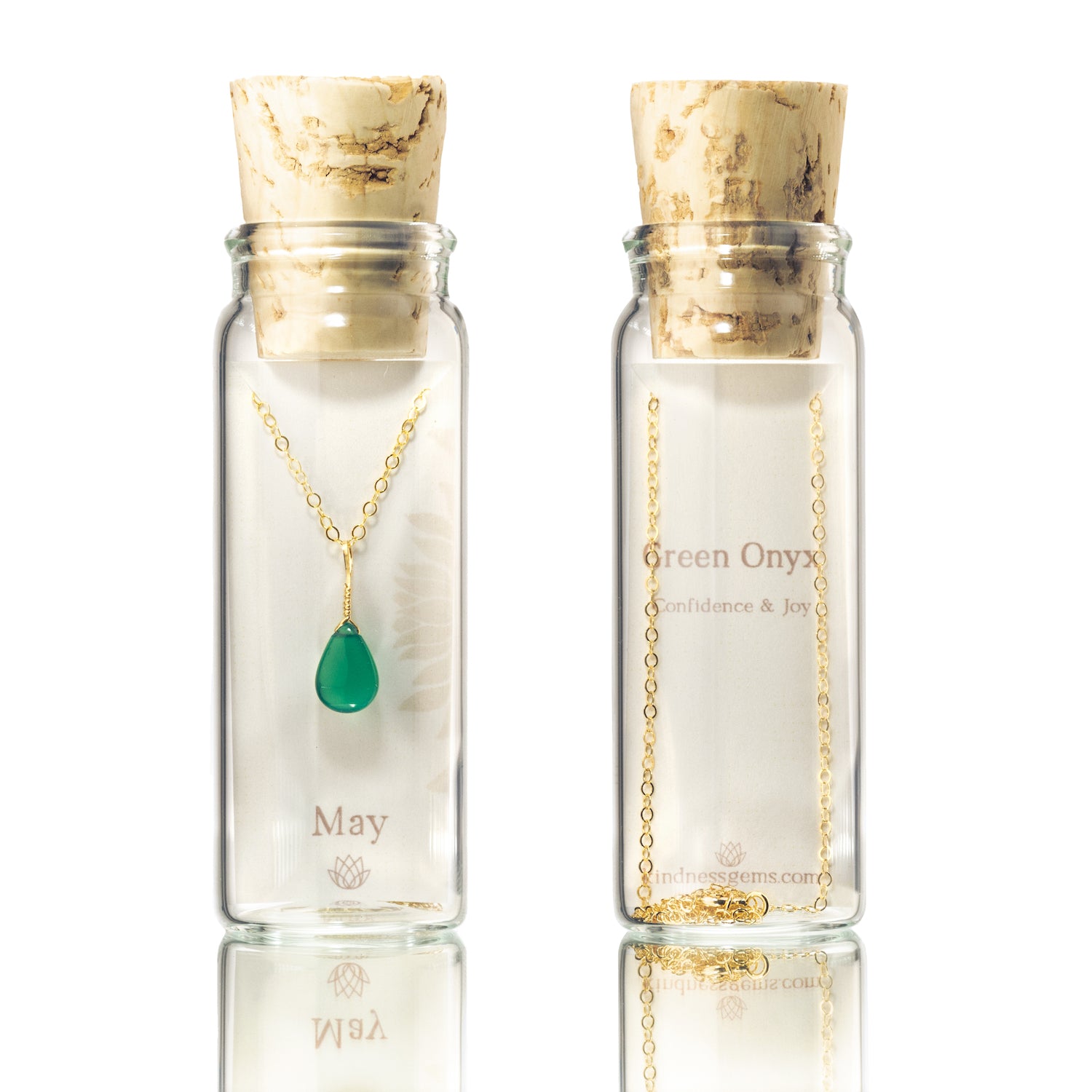 May birthstone necklace green onyx gemstone