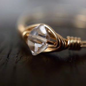 Herkimer Diamond Simple Gemstone Ring