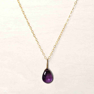 simple amethyst necklace in 14k gold