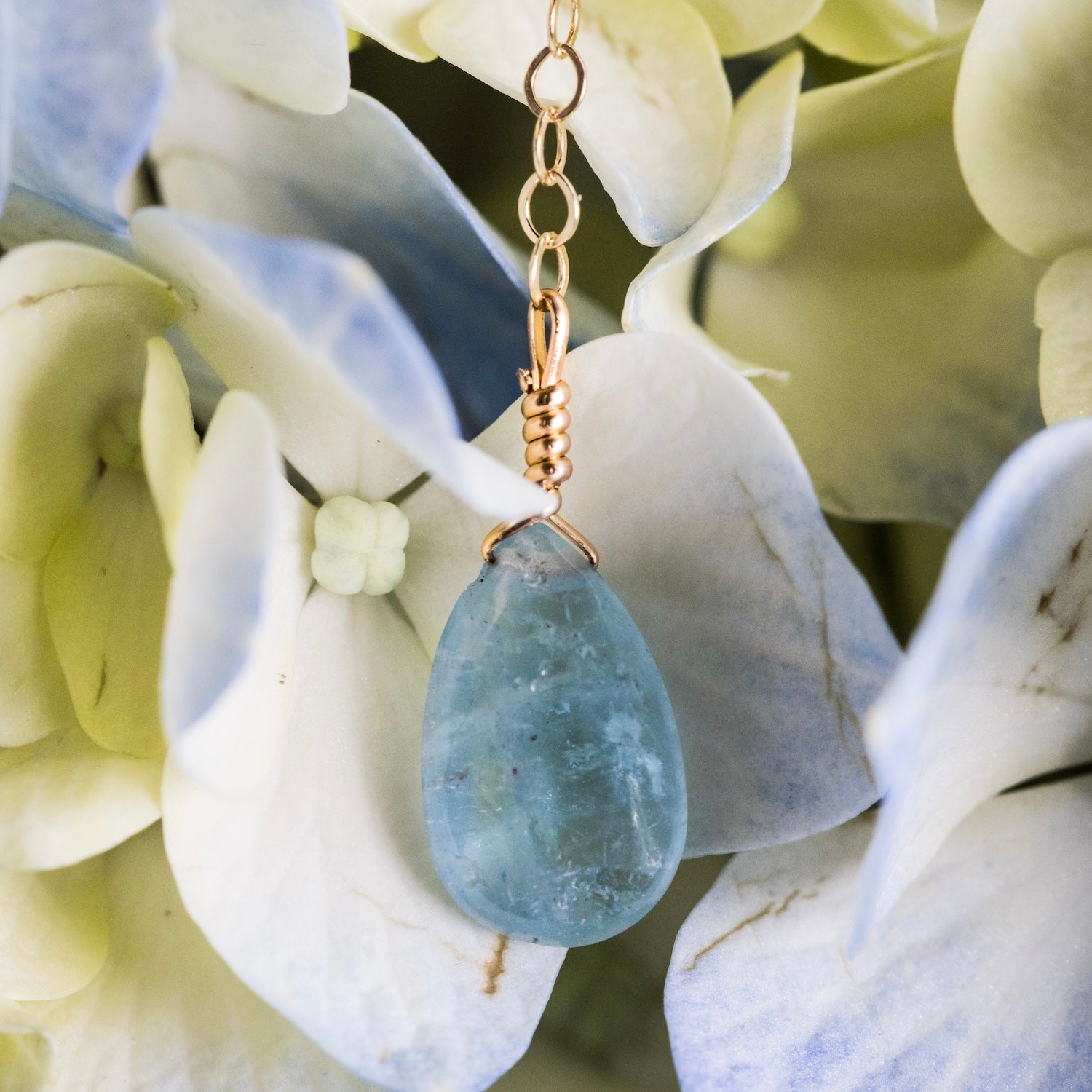 Aquamarine Lariat Necklace - Kindness Gems LLC