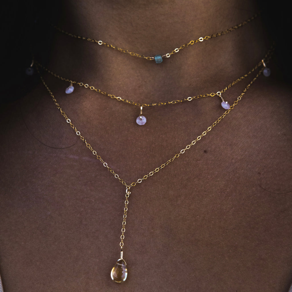 aquamarine choker necklace layered set