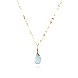 simple dainty aquamarine pendant necklace