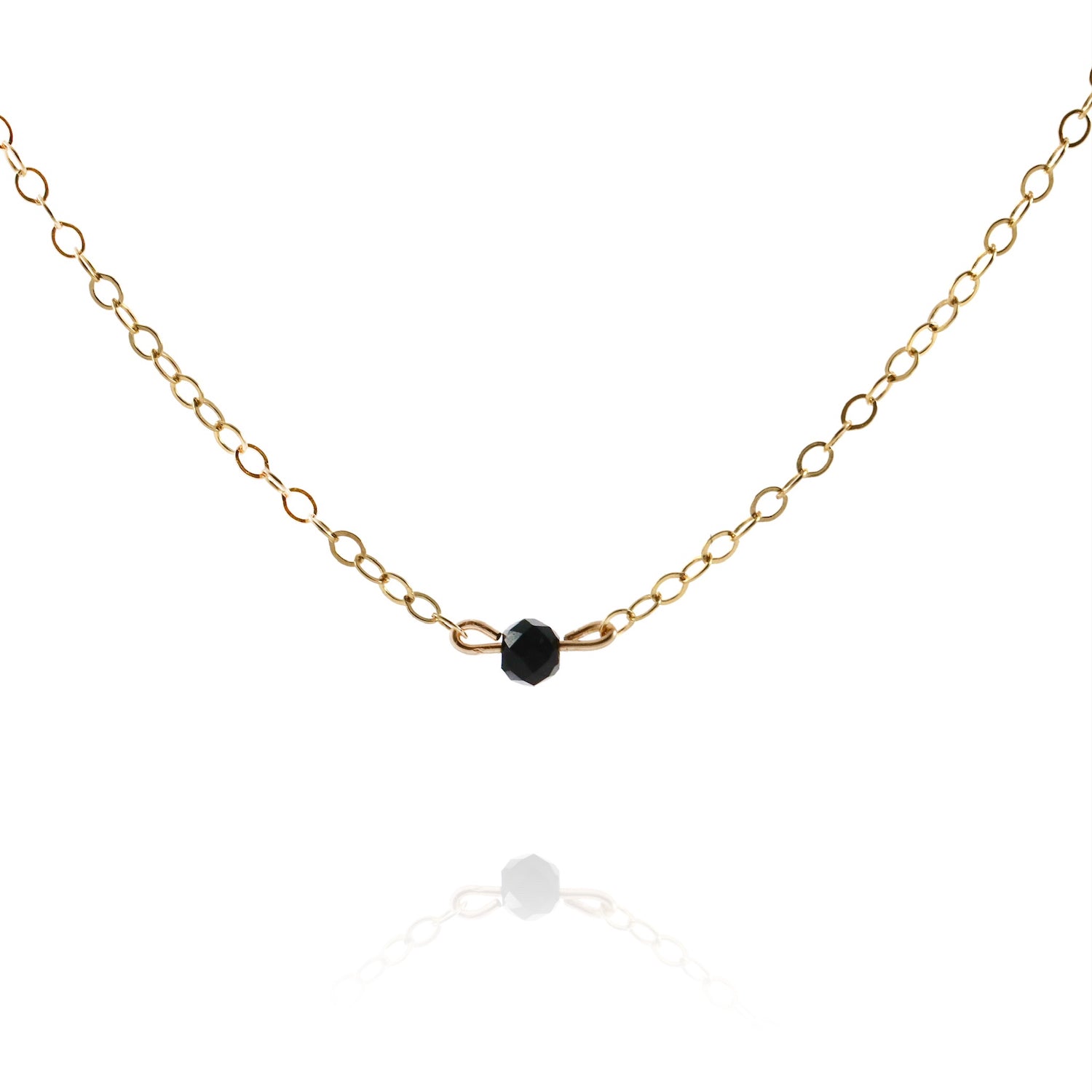black spinel dainty gemstone choker necklace