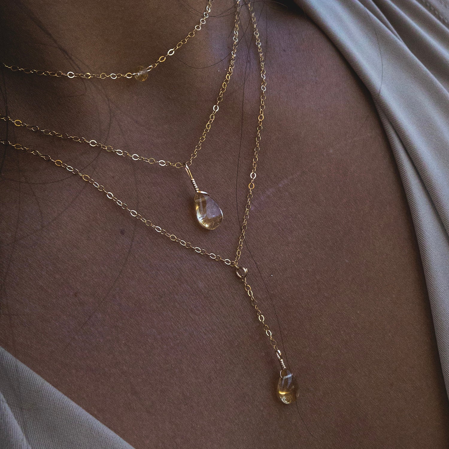 dainty citrine gemstone necklace