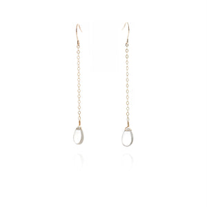 gold drop earrings with clear quartz gems
