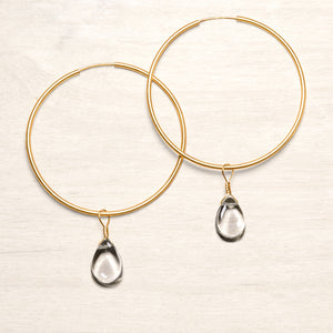 clear quartz gold hoop earrings 