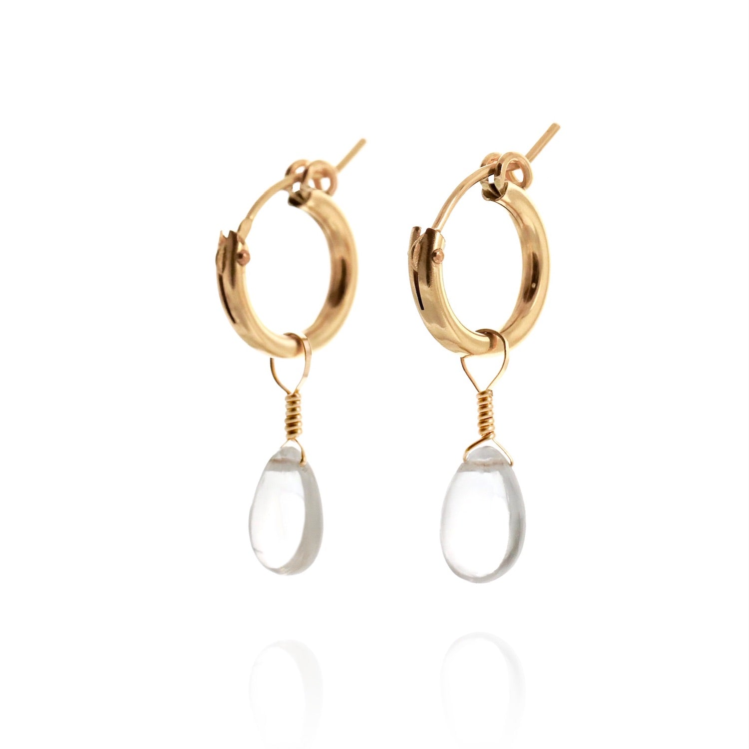 clear quartz huggie earrings