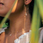 gold chain clear quartz dainty necklace