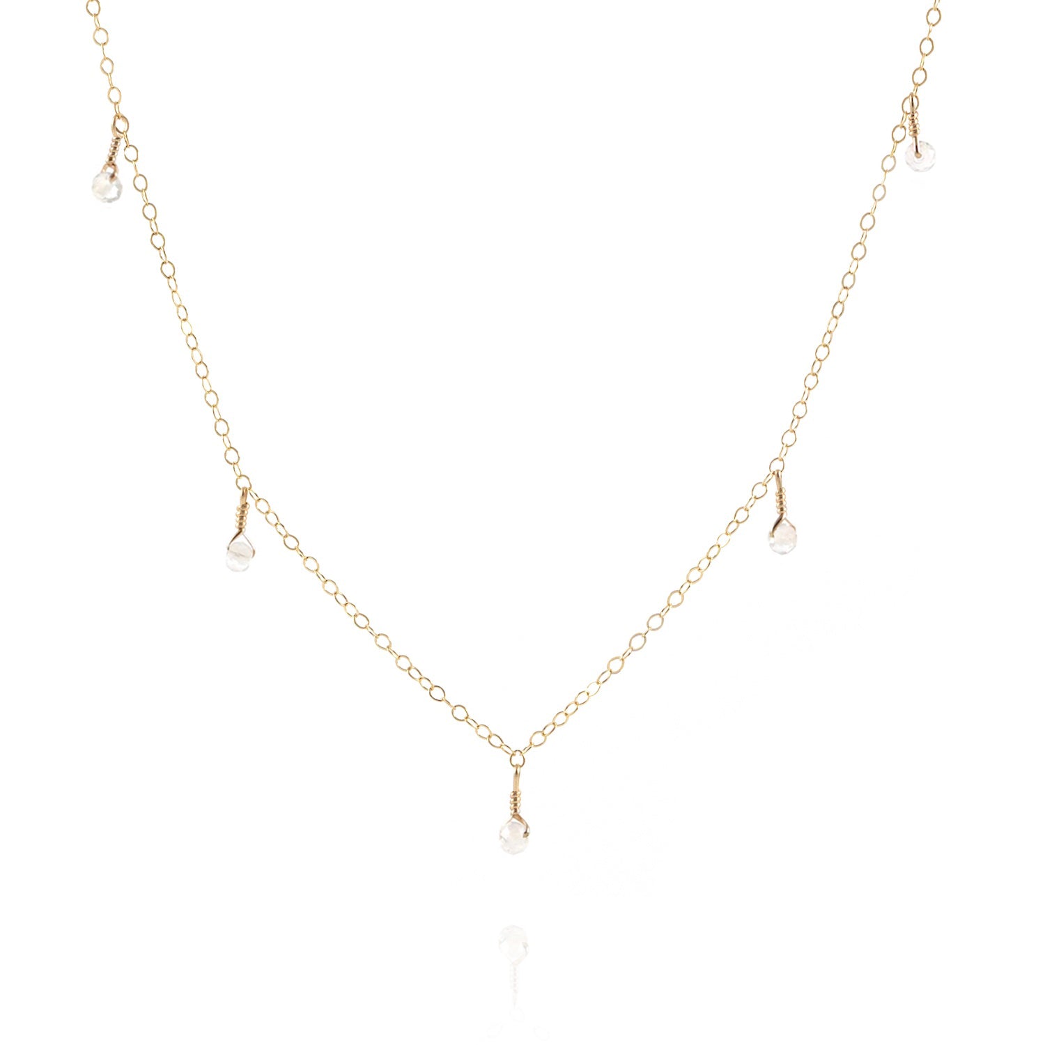 dainty clear quartz multi-gemstone statement necklace