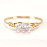 semi-precious gemstone ring dainty clear quartz