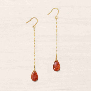 sunstone dangly gold earrings