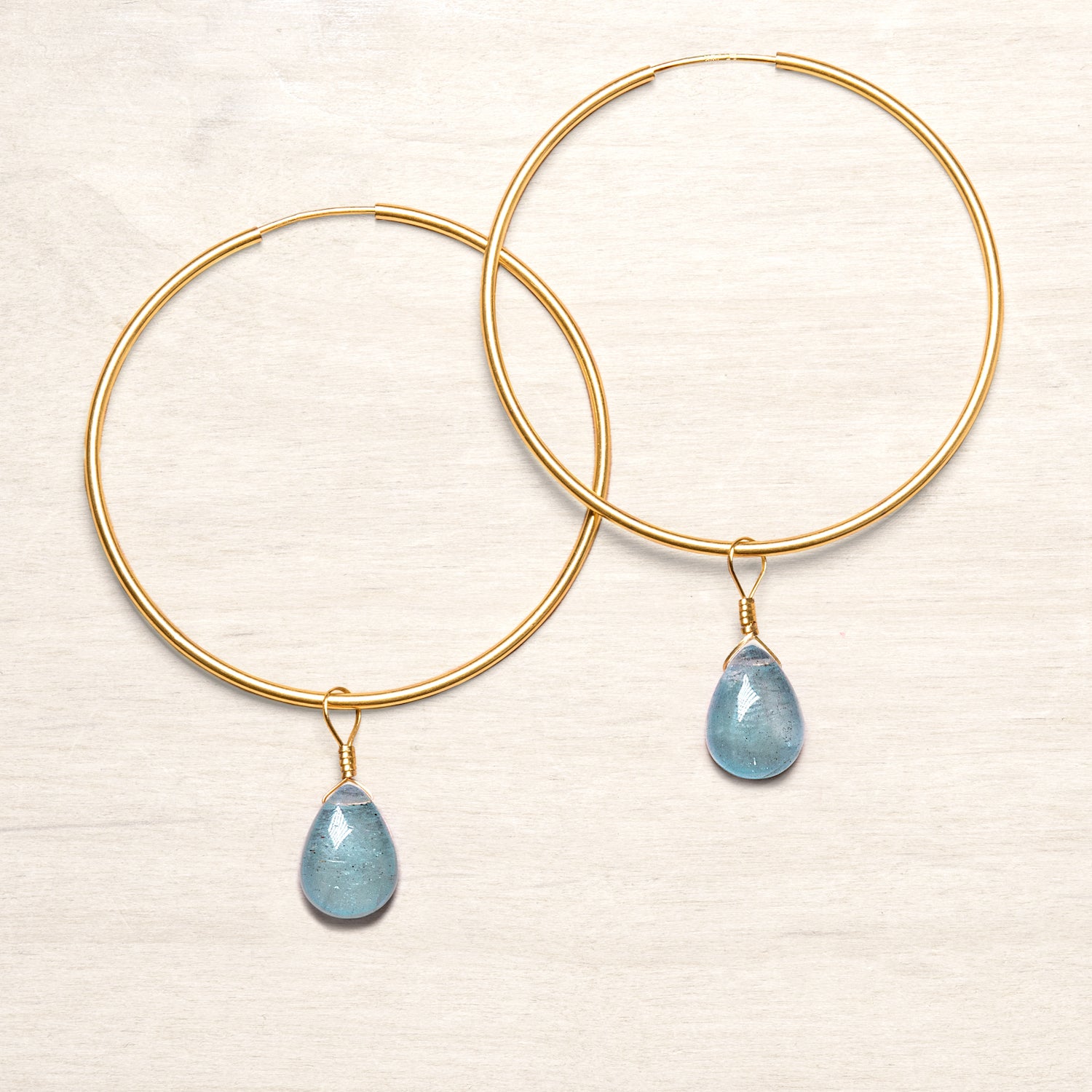 gold hoop earrings aquamarine jewelry