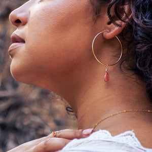 gold hoop earrings minimalist gemstone jewelry