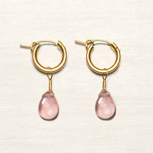 rose quartz huggies gemstone jewelry