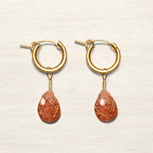 mini sunstone hoop earrings