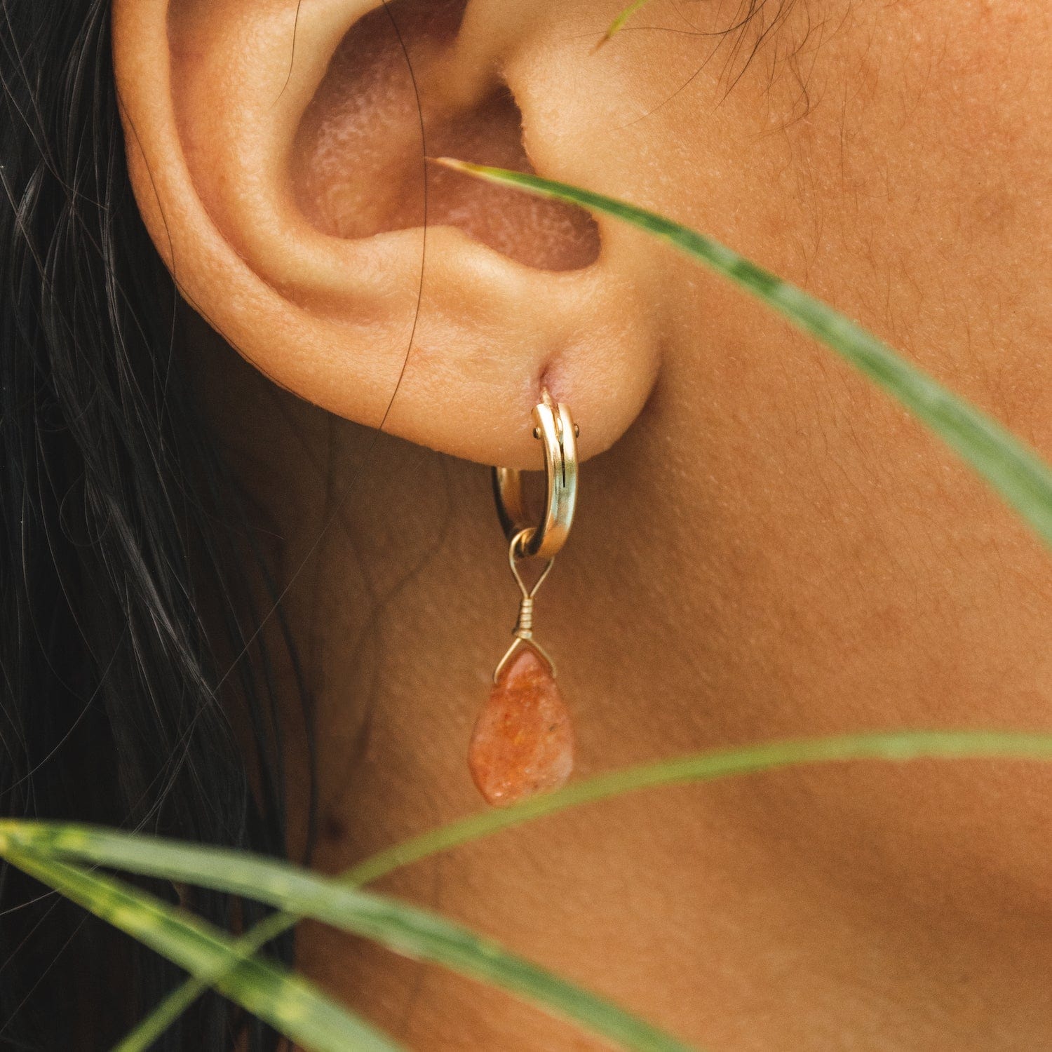 sunstone huggie earrings jewelry store