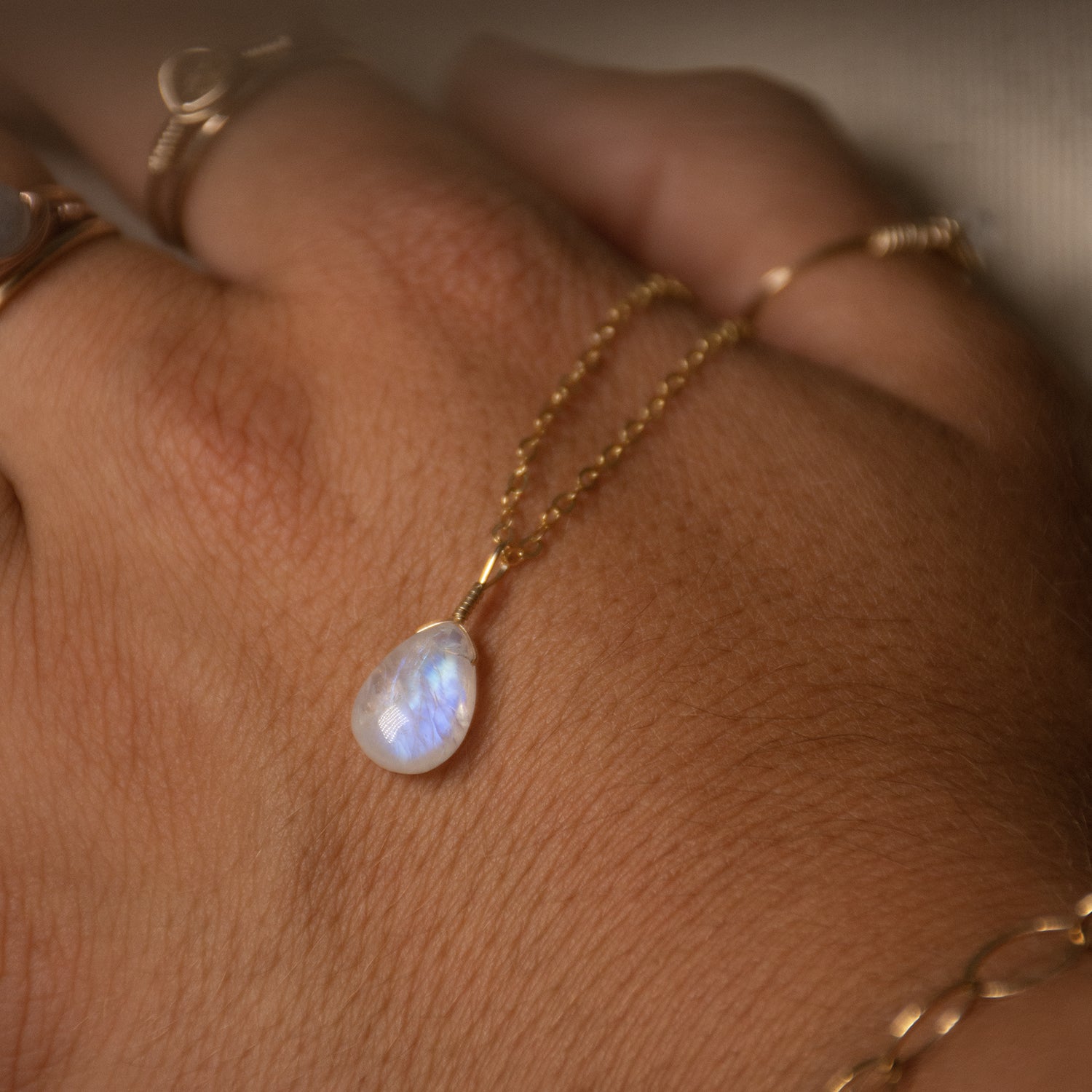 moonstone june birthstone gem necklace