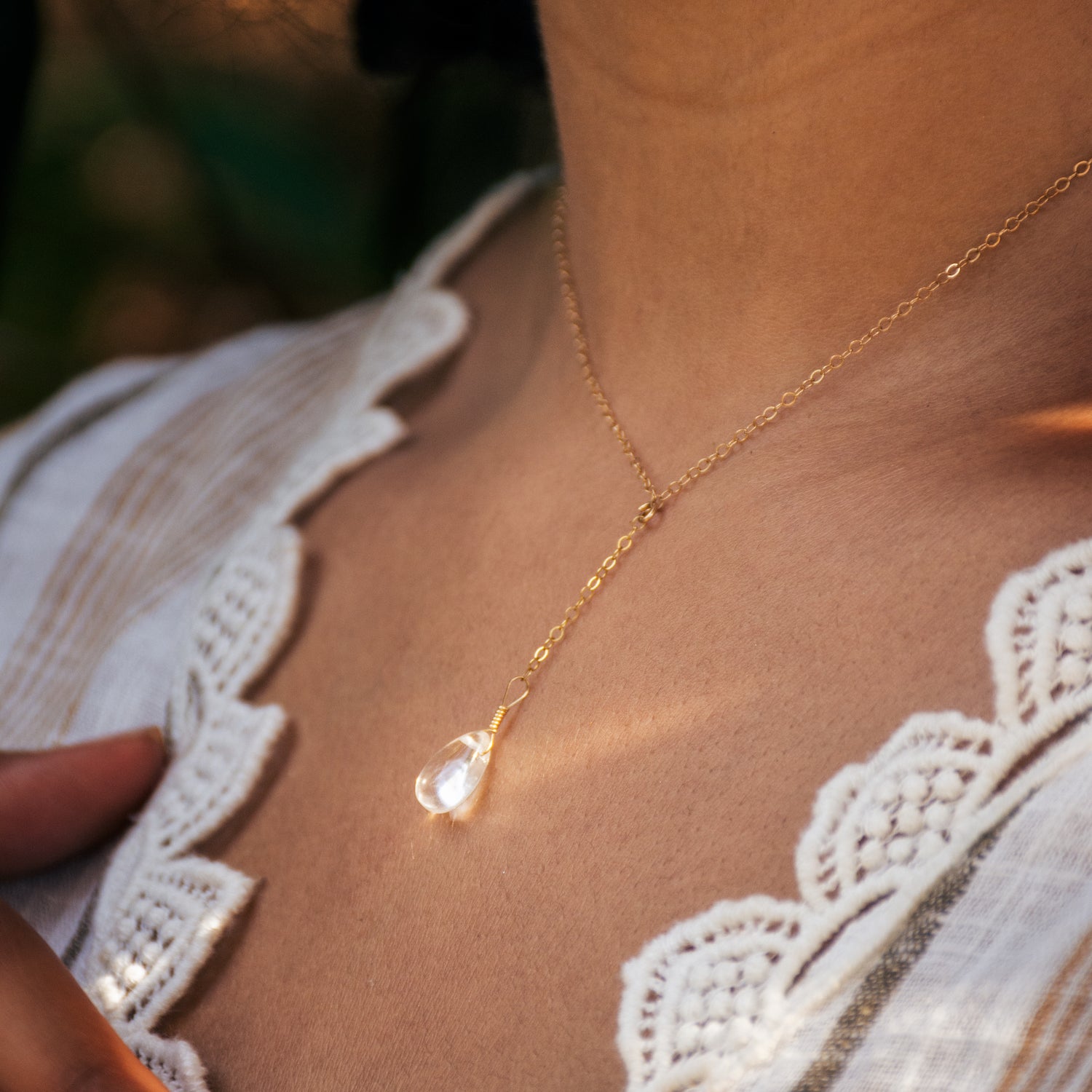 lariat drop necklace dainty chain gold