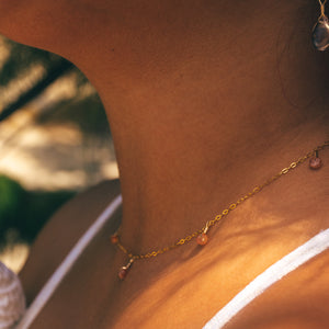 dainty gemstone necklace with sunstone