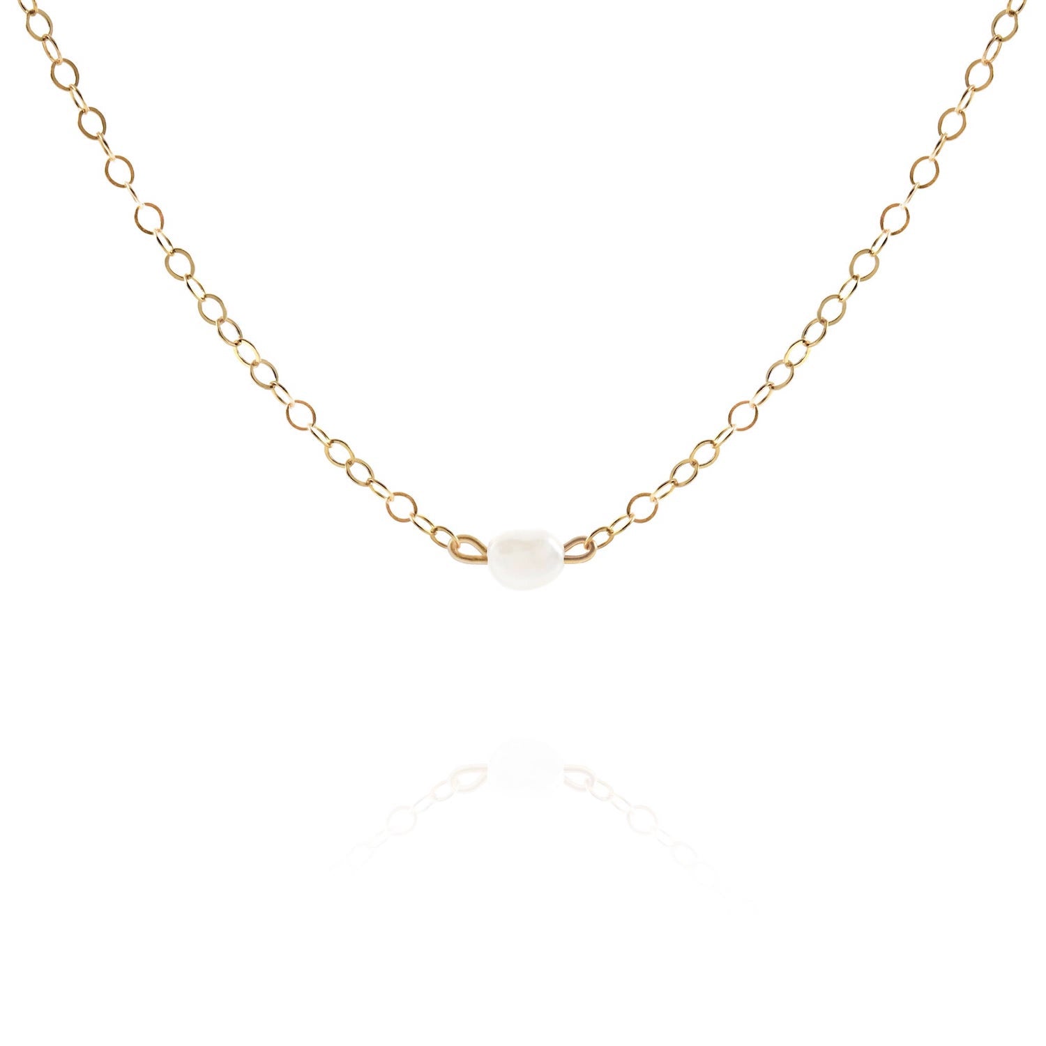 simple dainty pearl choker necklace