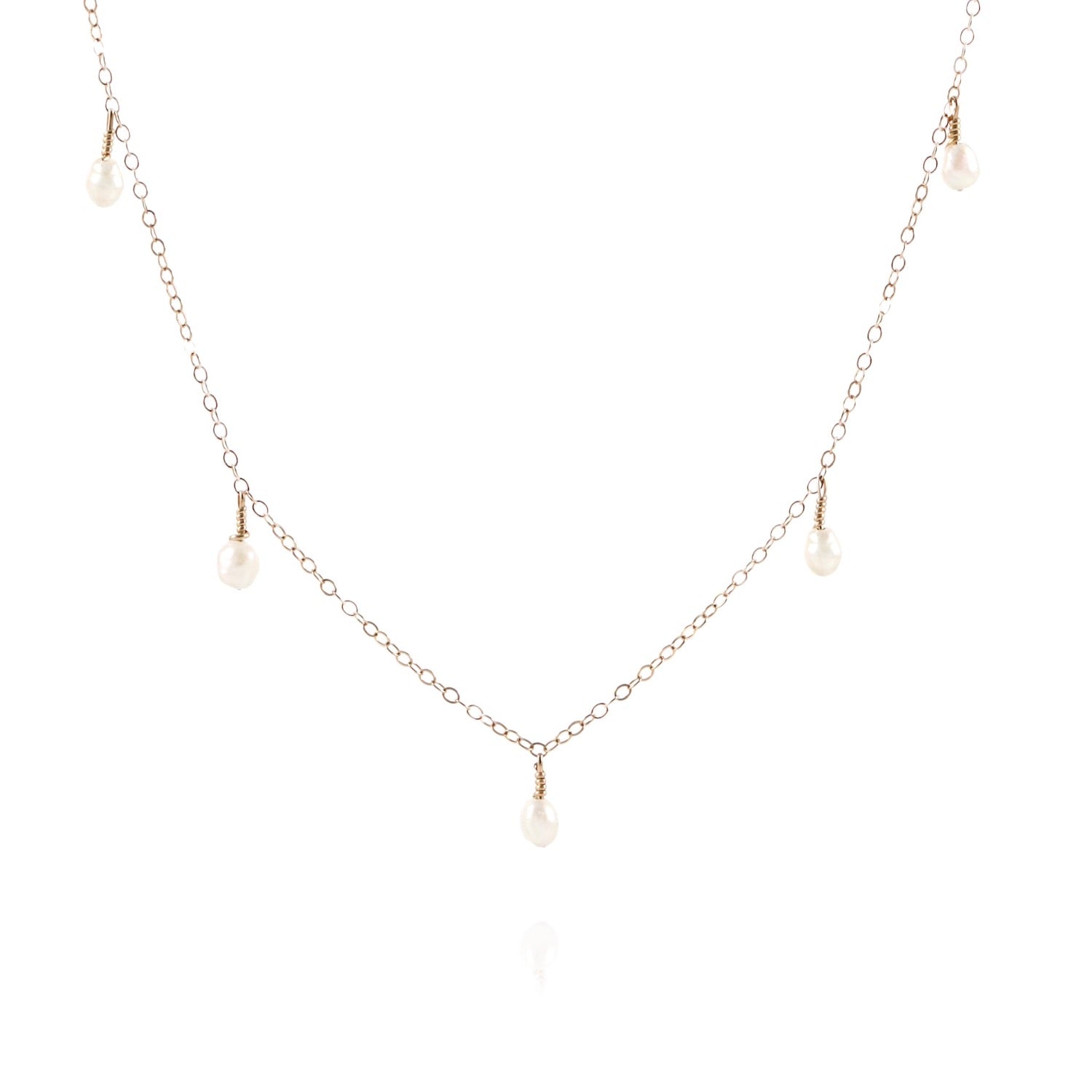 pearl statement necklace in 14k gold filled chain