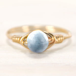 semi-precious aquamarine gemstone ring