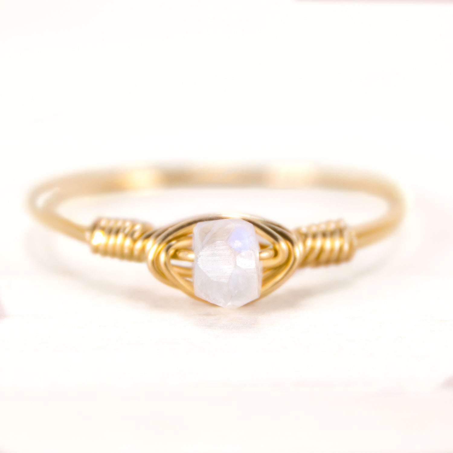 dainty moonstone wire wrapped ring