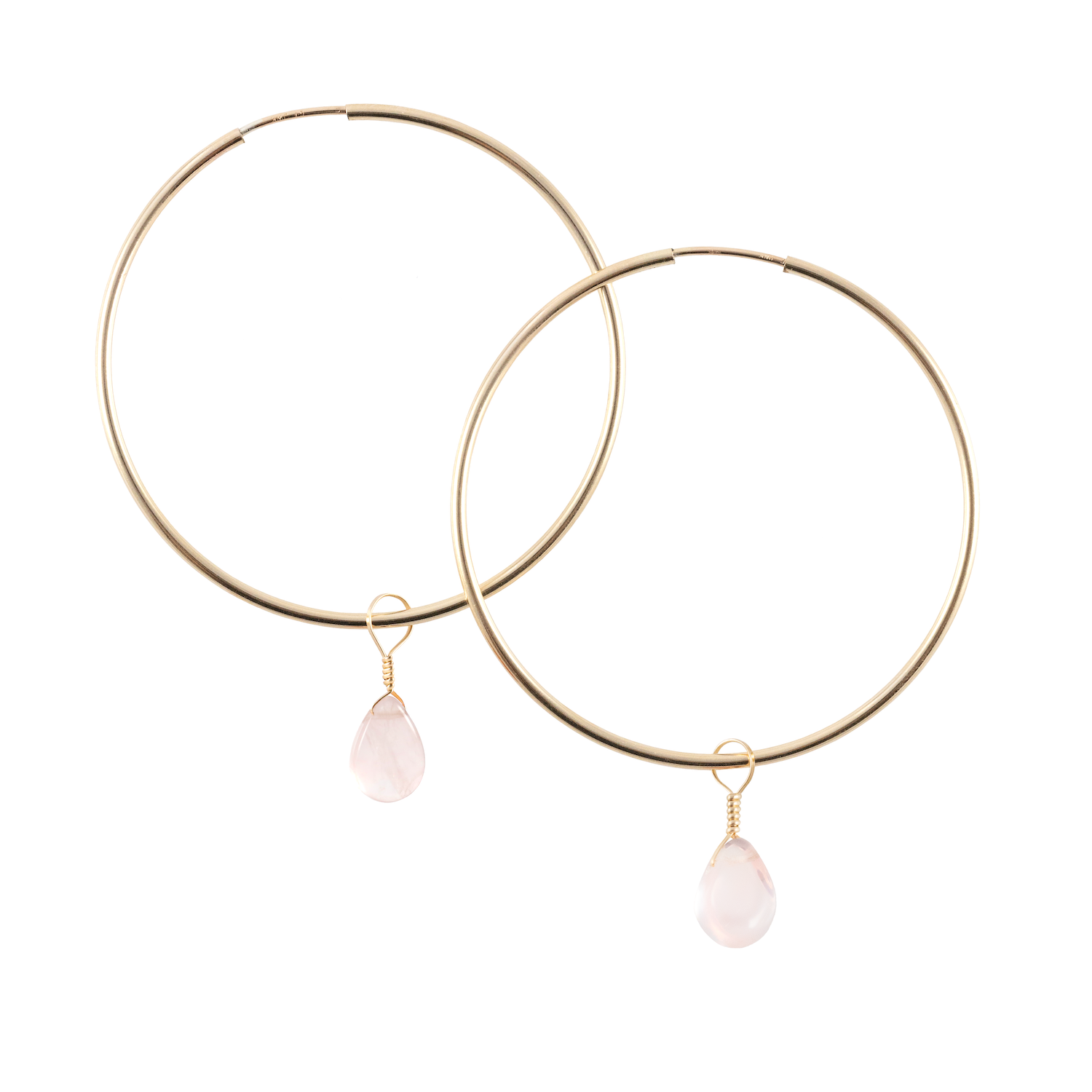 rose quartz gold hoop earrings