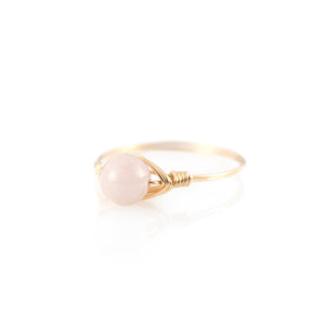 14k gold filled ring with simple rose quartz ball