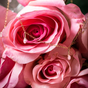rose quartz statement princess necklace