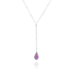 sterling silver amethyst lariat drop necklace