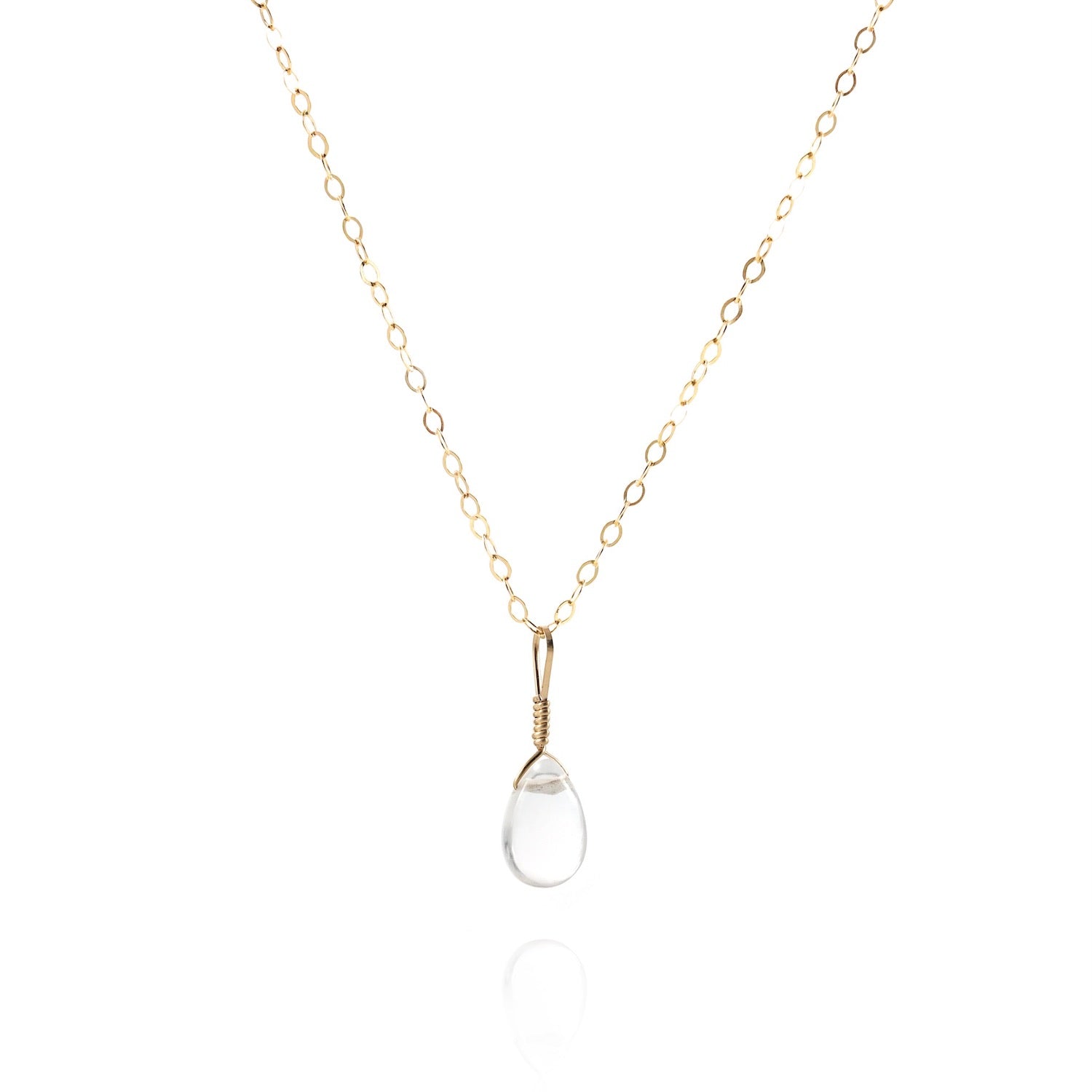 clear quartz simple gemstone necklace 
