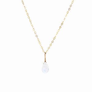simple moonstone necklace on gold chain