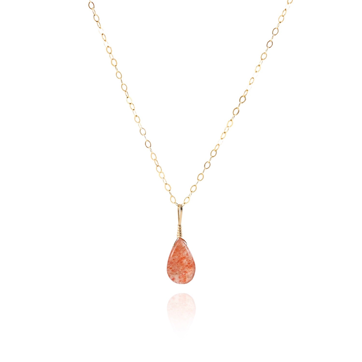 simple dainty sunstone necklace